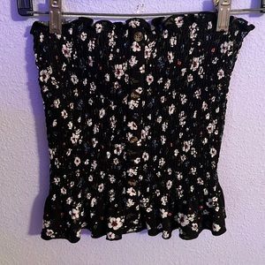 Stretchy tub top button down floral print top.